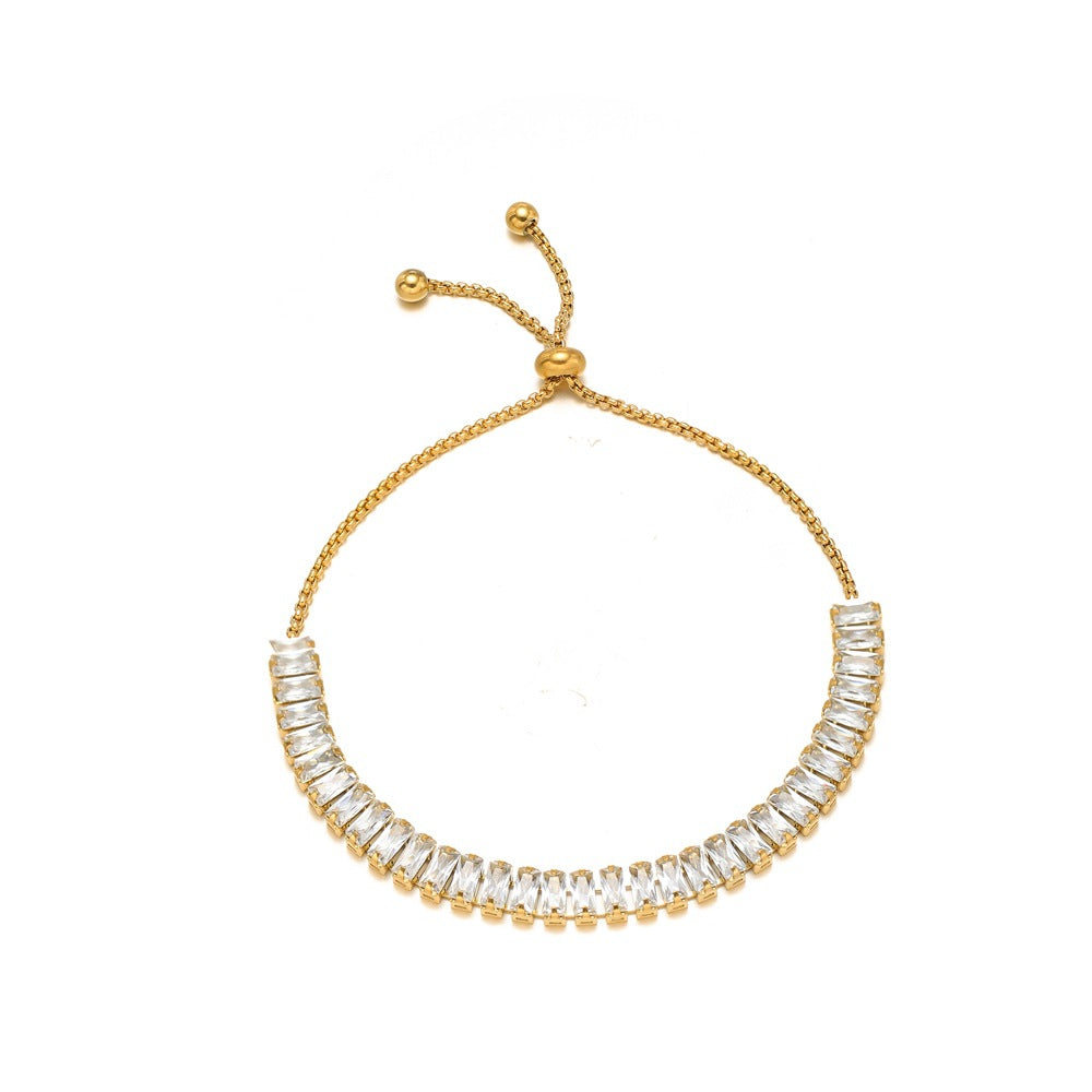 Single-sided Zircon-studded Chain Pearlt Bracelet Brand: aeac