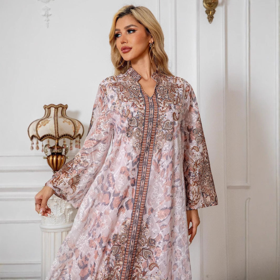 Womens Robe Embroidered Fabric Printed Dress Brand: aeac