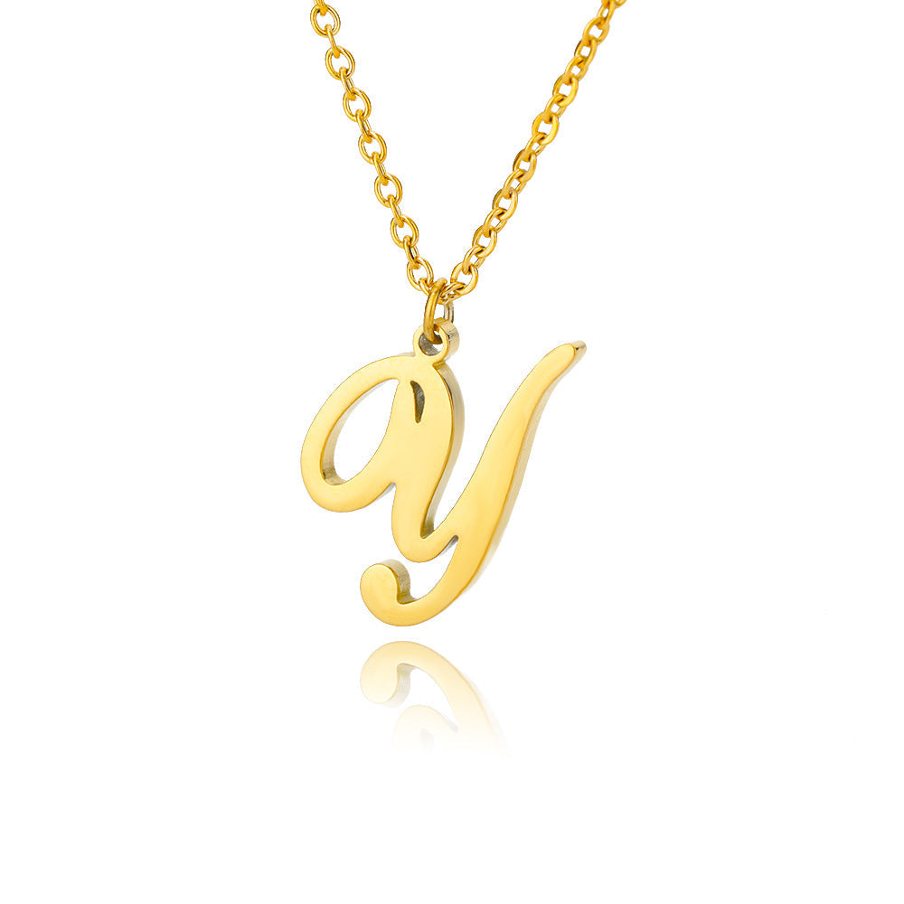 Stainless Steel 26 English Letter Necklace Brand: aeac
