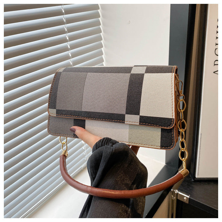 One-shoulder Portable Underarm Flow Color Contrast Patchwork Small Square Bag Brand: aeac