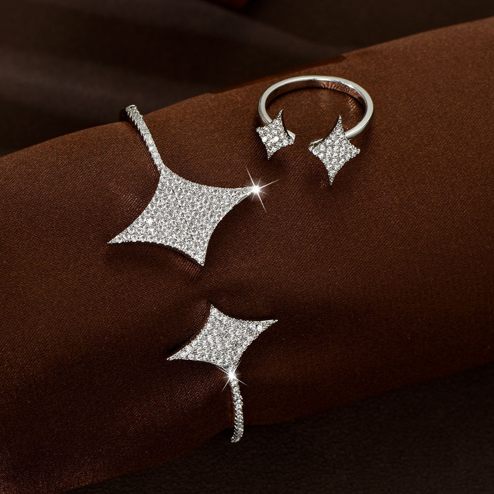 Simple Full Micro-paved Walewise Extension Jewelry Set Star Bracelet Brand: aeac