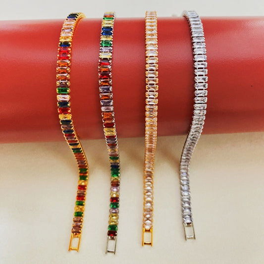 Colorful Zircon Flower Bracelet Full Diamond Plated White Gold Brand: aeac