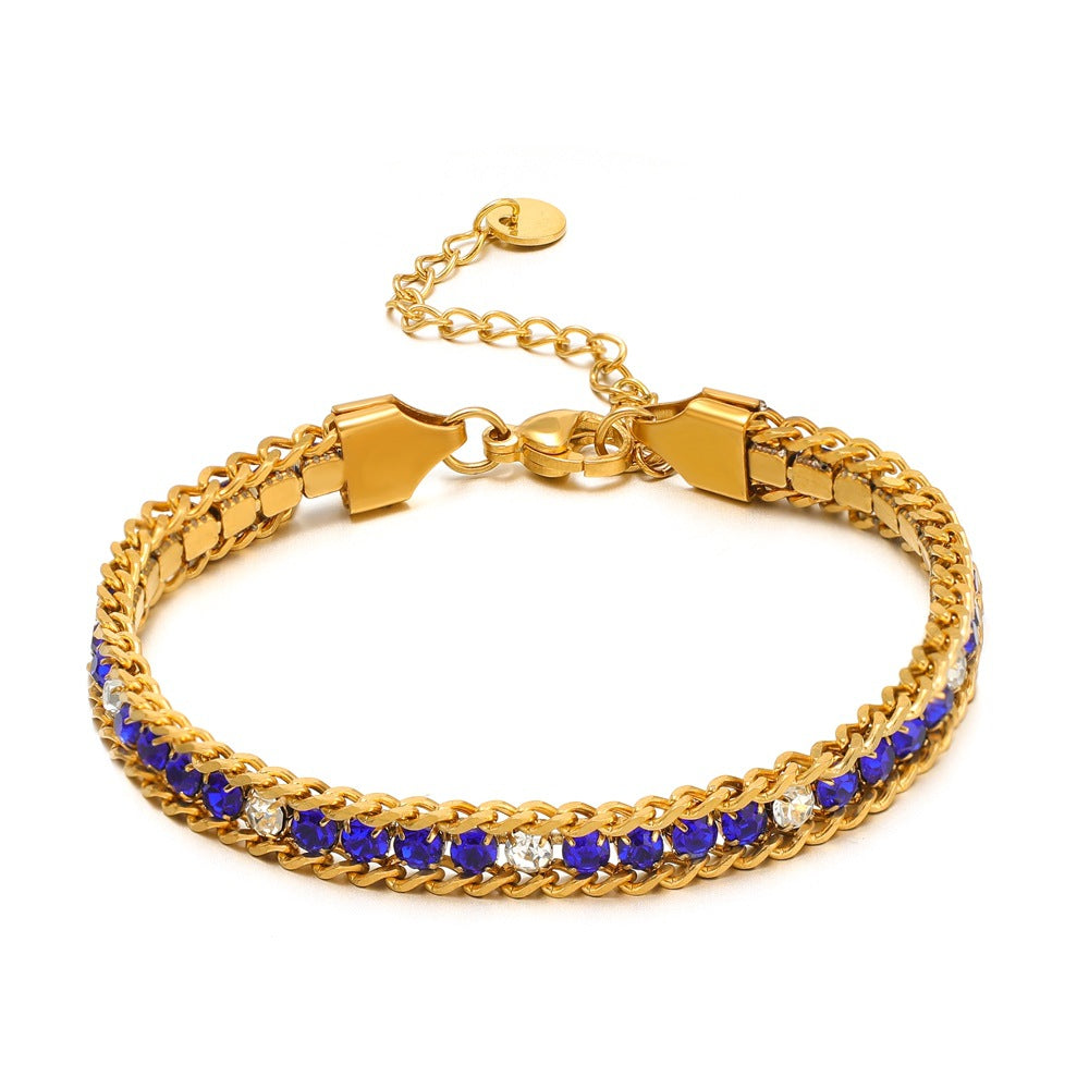 Single-sided Zircon-studded Chain Pearlt Bracelet Brand: aeac