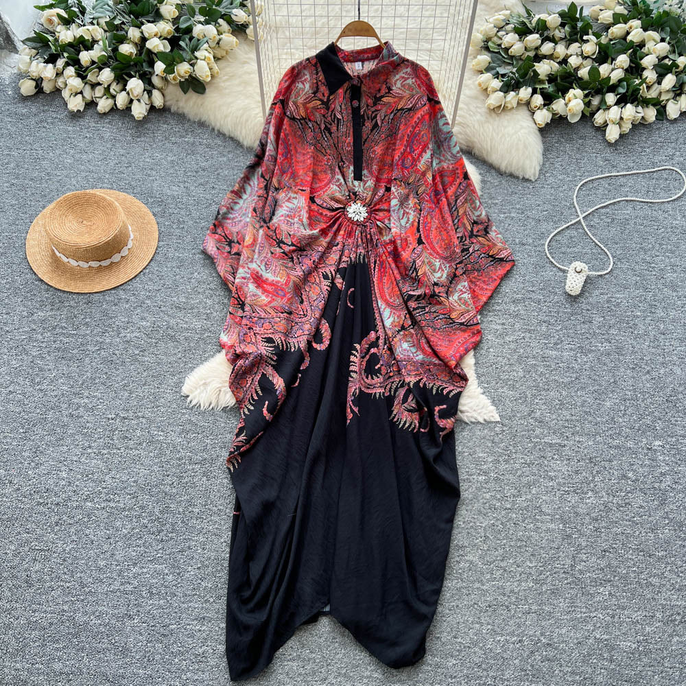 Resort-Style Printed Patchwork Dress For Women Brand: aeac