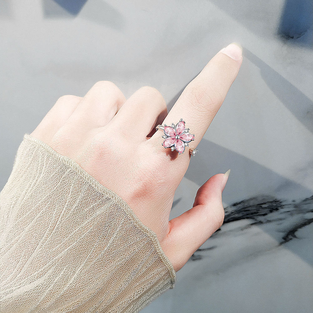 Zircon Flower Decompression Anti Anxiety Ring Set Brand: aeac