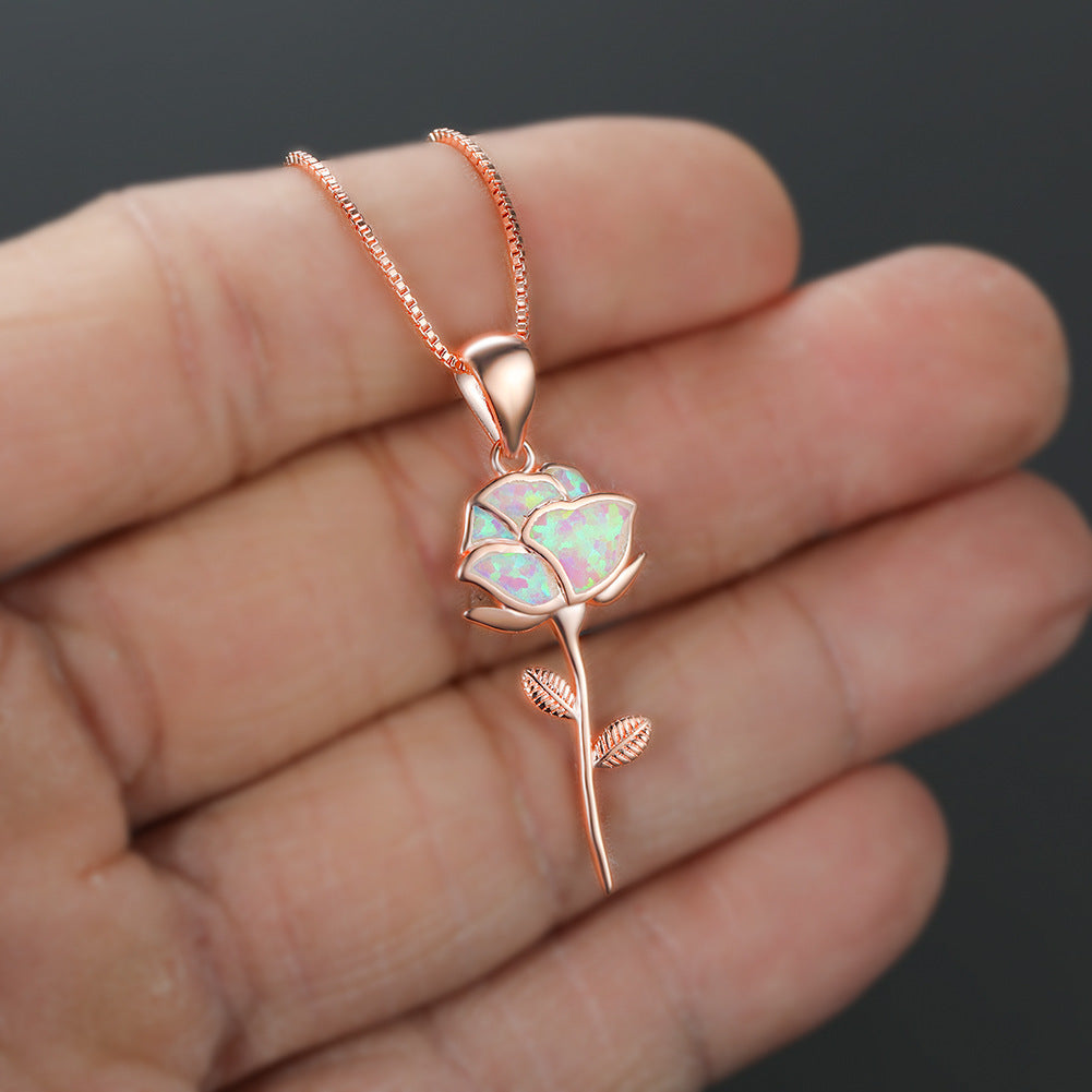 New French Romance And Beautiful Rose Opal Necklace Brand: aeac