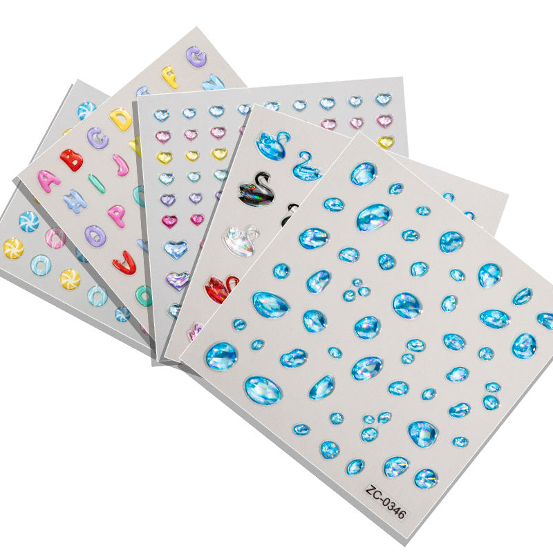 Semi-Transparent Heart-shaped Gold-Stamped Embossed Nail Stickers Brand: aeac