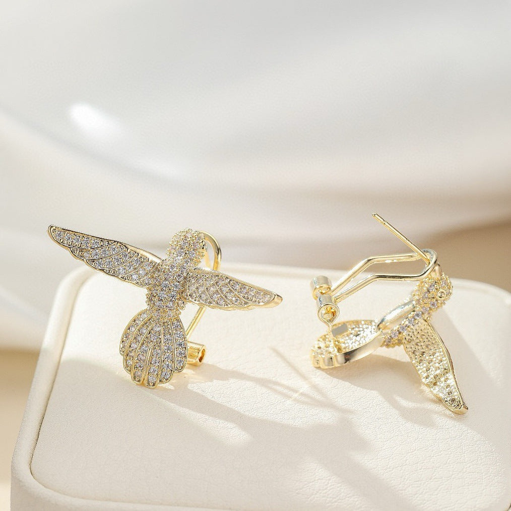 Micro-pave Zircon Bird Earrings With A Light, Luxurious And High-end Vibe Brand: aeac