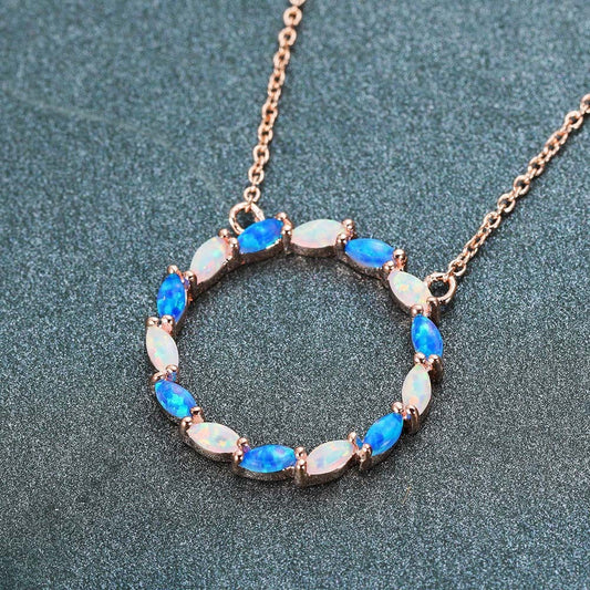 Platinum Opal Circle Pendant Necklace Lady Brand: aeac