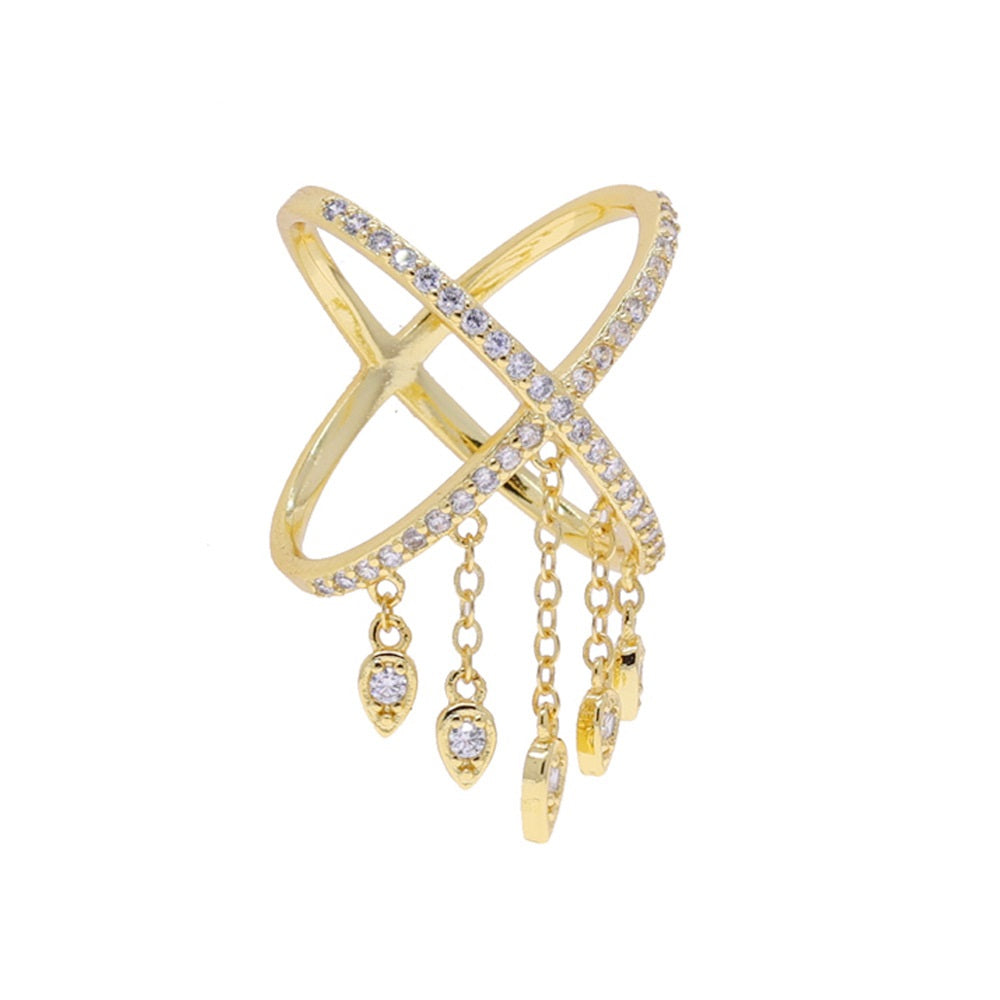 Fashion Personality New Tassel Water Drop Zircon Ring Brand: aeac