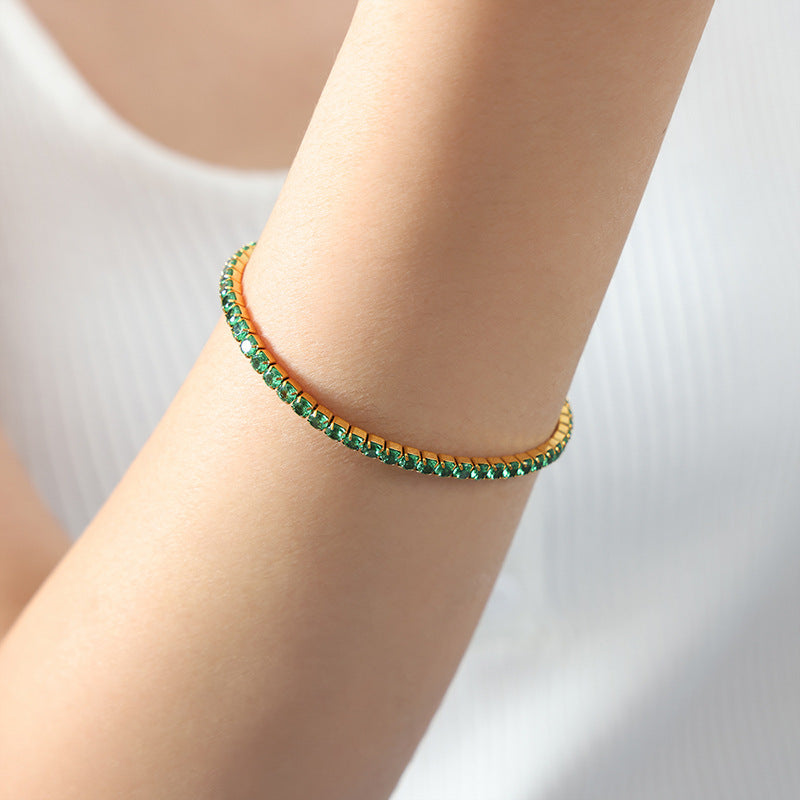 Colorful Zircon Stretch Bracelet Titanium Steel Brand: aeac