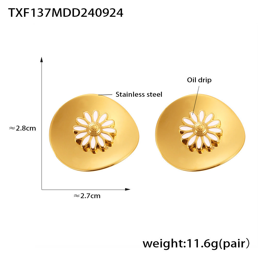 European And American Dripping Oil Little Daisy Rings Ear Studs Brand: aeac