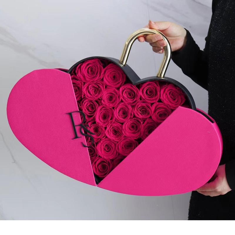 Flower Color Material Valentine's Day Lock Cylinder Gift Box Flower Love Box Heart-shaped Metal Portable Brand: aeac