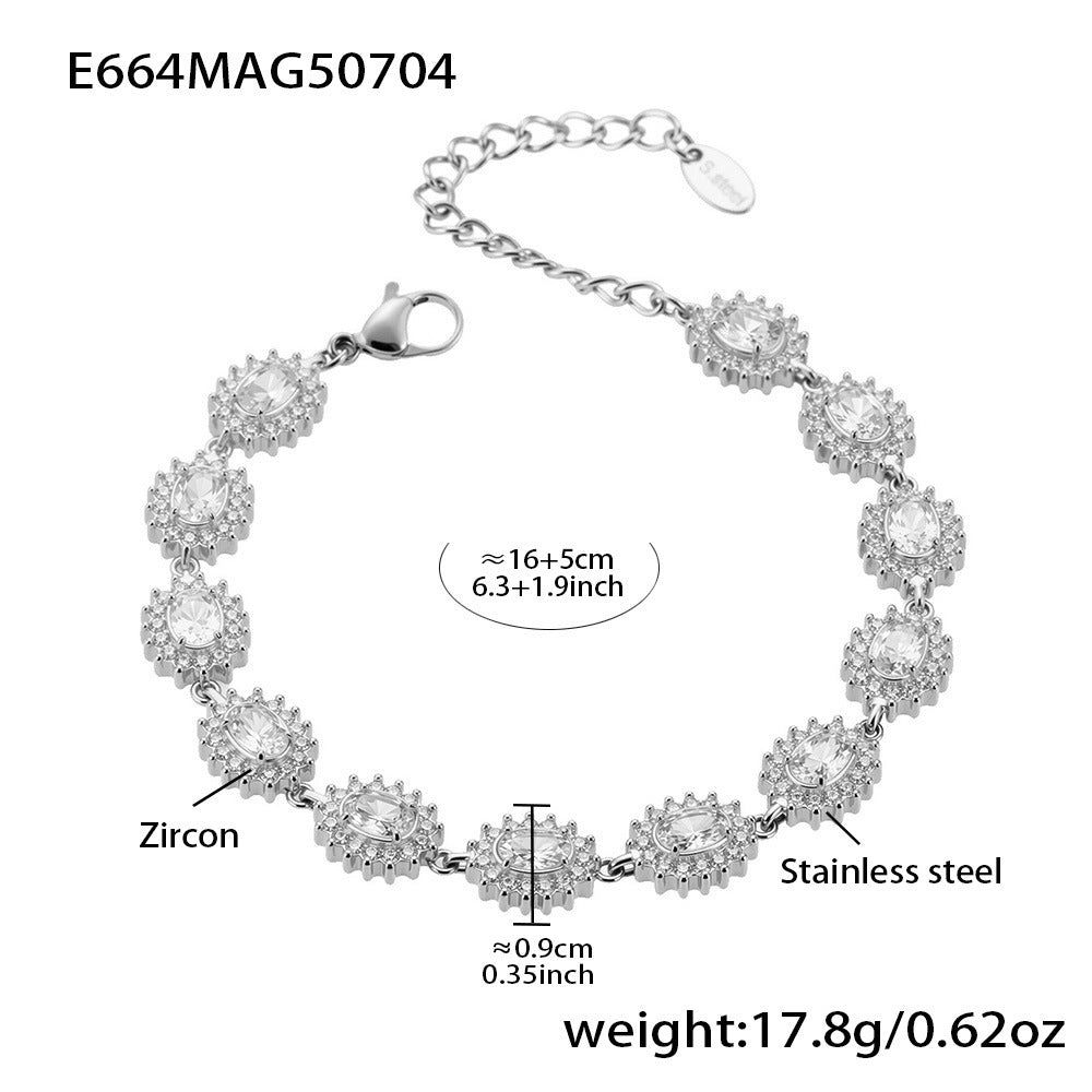 European And American Instagram-style Stainless Steel 5A Zirconia Four-leaf Clover Full Diamond Bracelet Brand: aeac