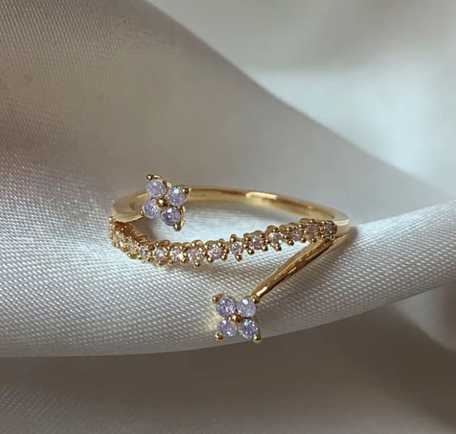 Retro Pink Heart Butterfly Flower Ring – Cute Multi-Element Open Design Brand: aeac