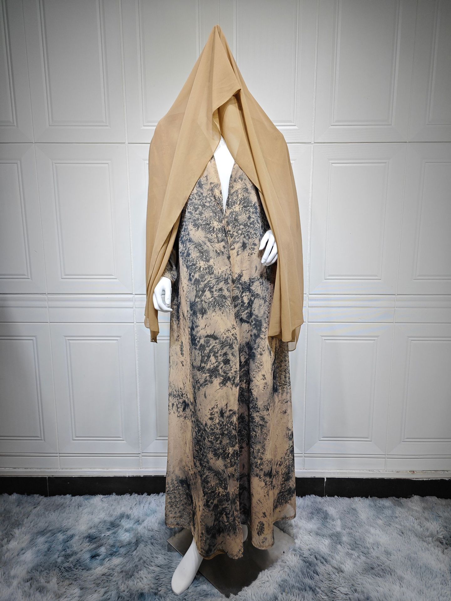 Women's Chiffon Printed Two-piece Summer Casual Jacket With Headscarf Brand: aeac