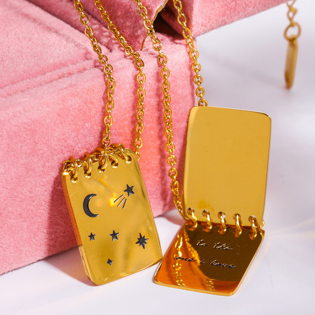 Astronomical Notebook Star And Moon Necklace Vacuum Plating Brand: aeac