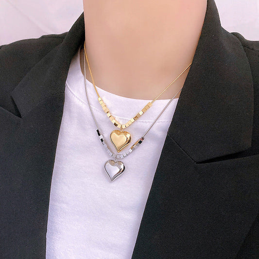Women's Square Titanium Steel Heart Necklace Brand: aeac