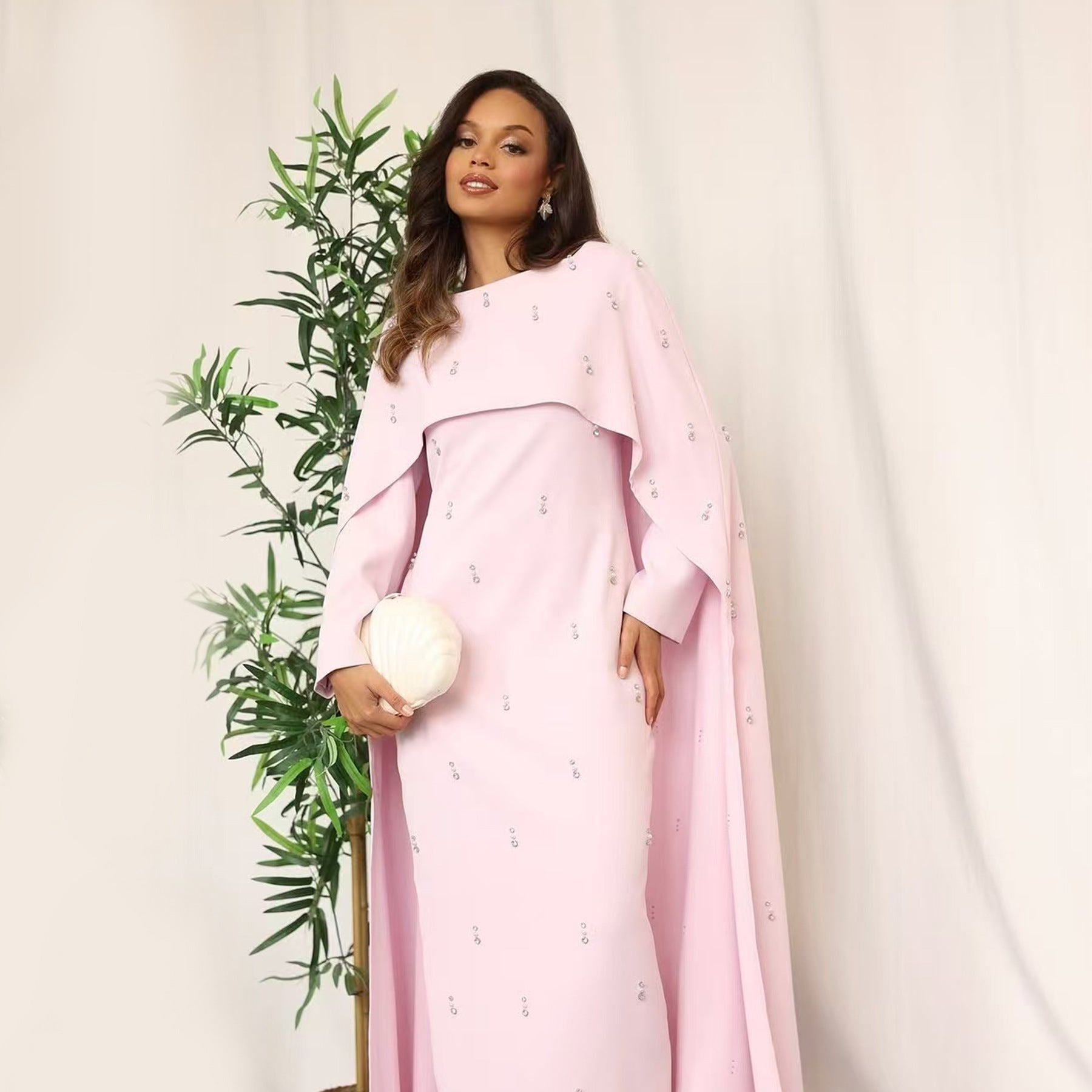 Womens Fashion Solid-Color Beaded Dress Brand: aeac