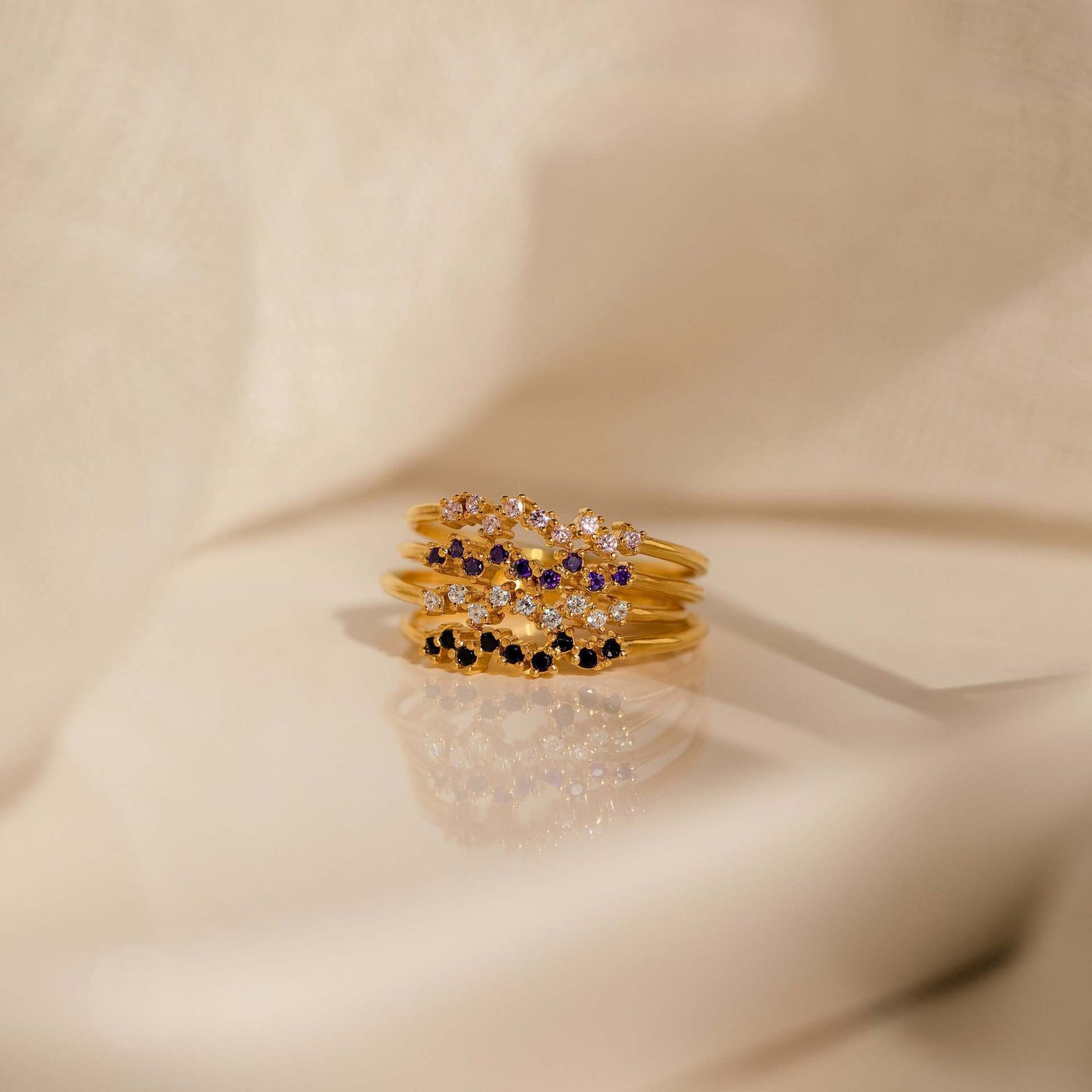 Titanium Steel European And American-style Colorful Zircon December Birthstone Ring Brand: aeac