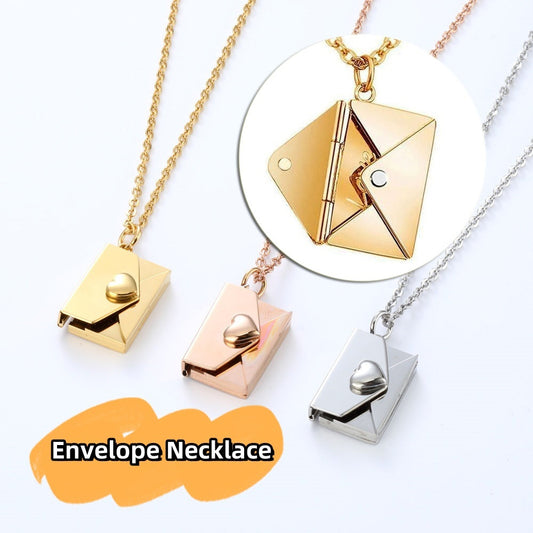 Peach Heart Envelope Necklace Couple Female Secret Hidden Message Pendant Necklace Gift Jewelry Gift Brand: aeac