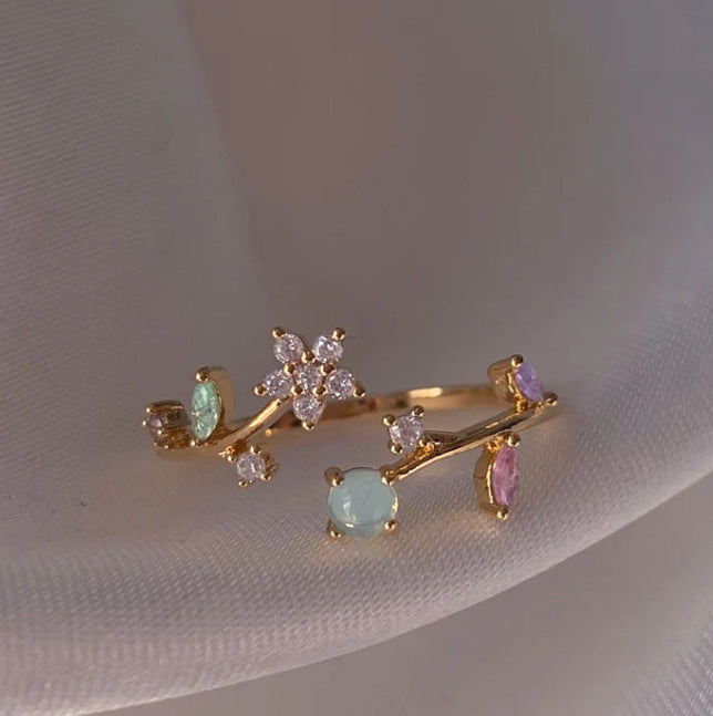 Retro Pink Heart Butterfly Flower Ring – Cute Multi-Element Open Design Brand: aeac