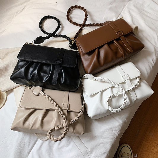 Pure Color PU Folds Trendy Personality Simple Shoulder Bag Brand: aeac