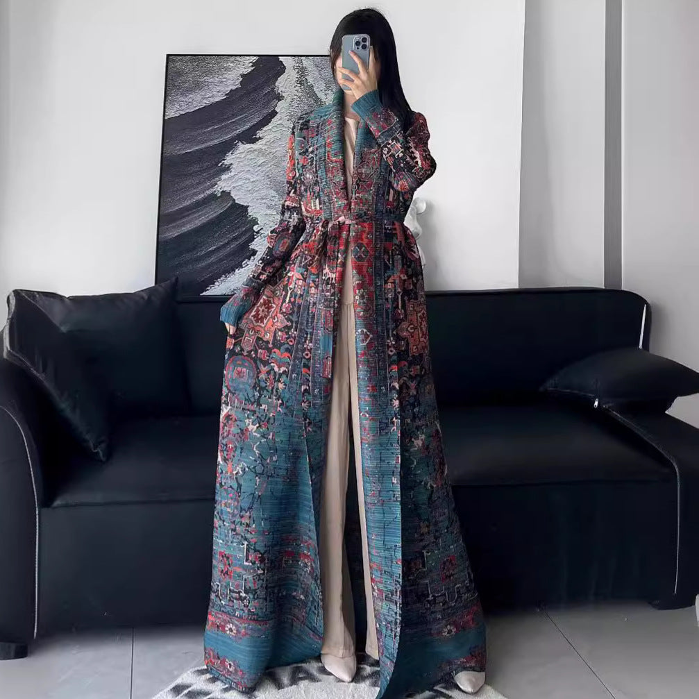 Autumn High-End Pleated Long-Sleeve Trench Coat Brand: aeac