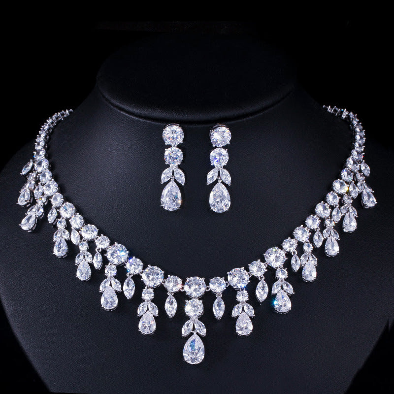 Luxury Water Drop Big Suit Super Flash AAA Zircon Bridal Party Dress High-end Accessories Brand: aeac