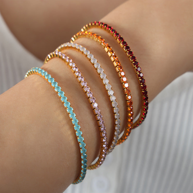 Colorful Zircon Stretch Bracelet Titanium Steel Brand: aeac