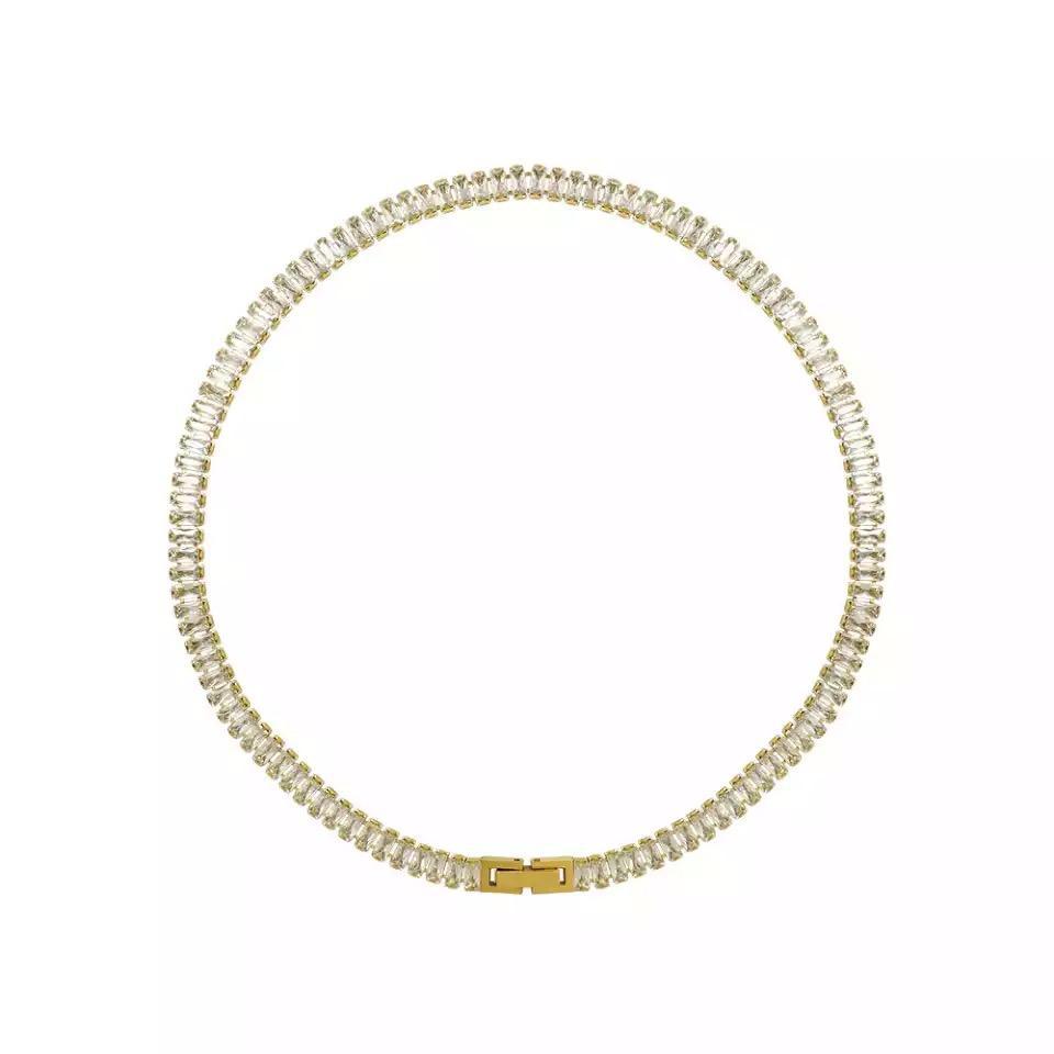 Zircon Tennis Chain Real Gold Plating OT Buckle Necklace Brand: aeac