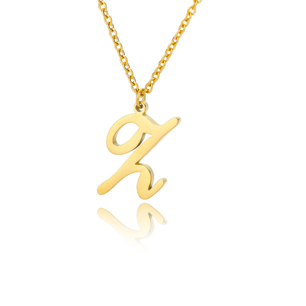 Stainless Steel 26 English Letter Necklace Brand: aeac