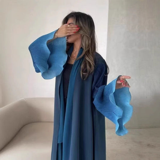 Pleated Long Shawl Women's Fashionable Elegant Gradient Cardigan Brand: aeac