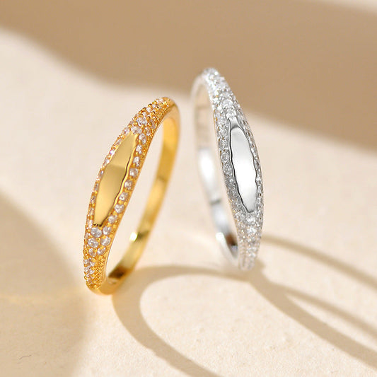 Micro-pave Fine Diamond Oval S925 Sterling Silver Ring Brand: aeac