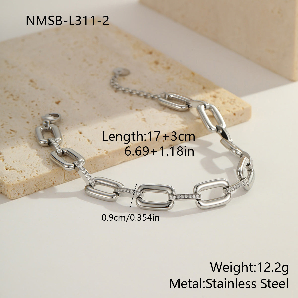 Color-Protecting Stainless Steel Round Heart Zircon Bracelet Brand: aeac