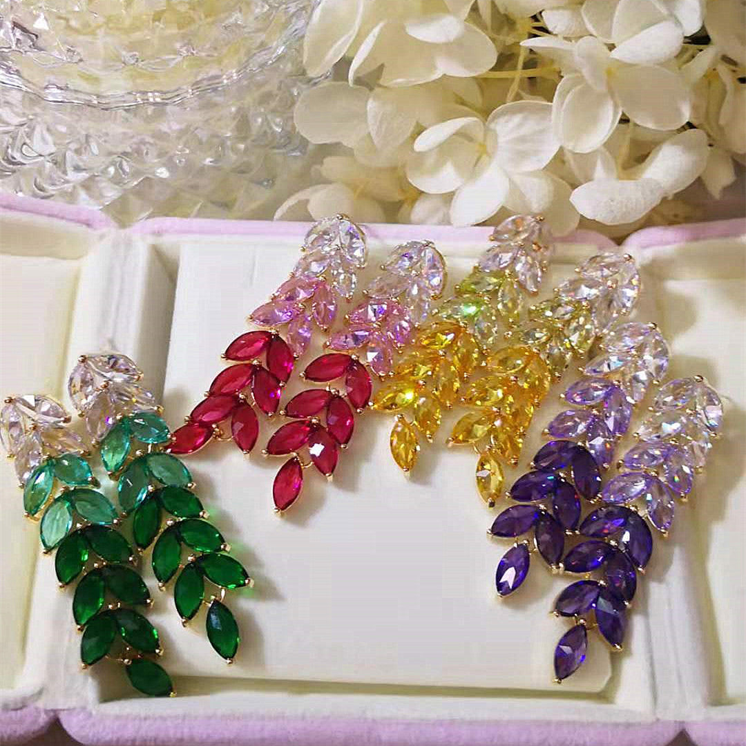 Gradient Color Tassel Wheat Long Earrings Women Brand: aeac