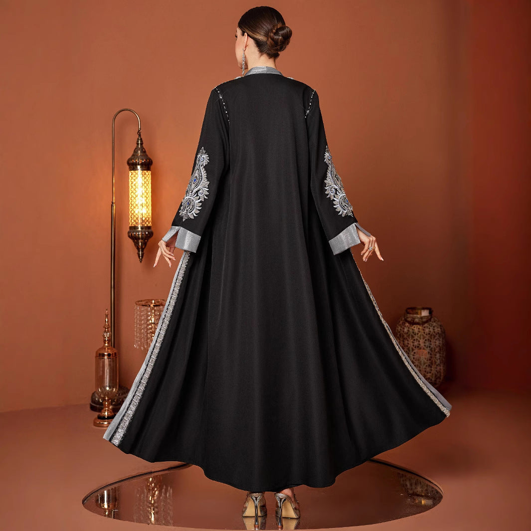 Embroidered Plus-Size Cardigan Long Robe Outerwear Coat Brand: aeac