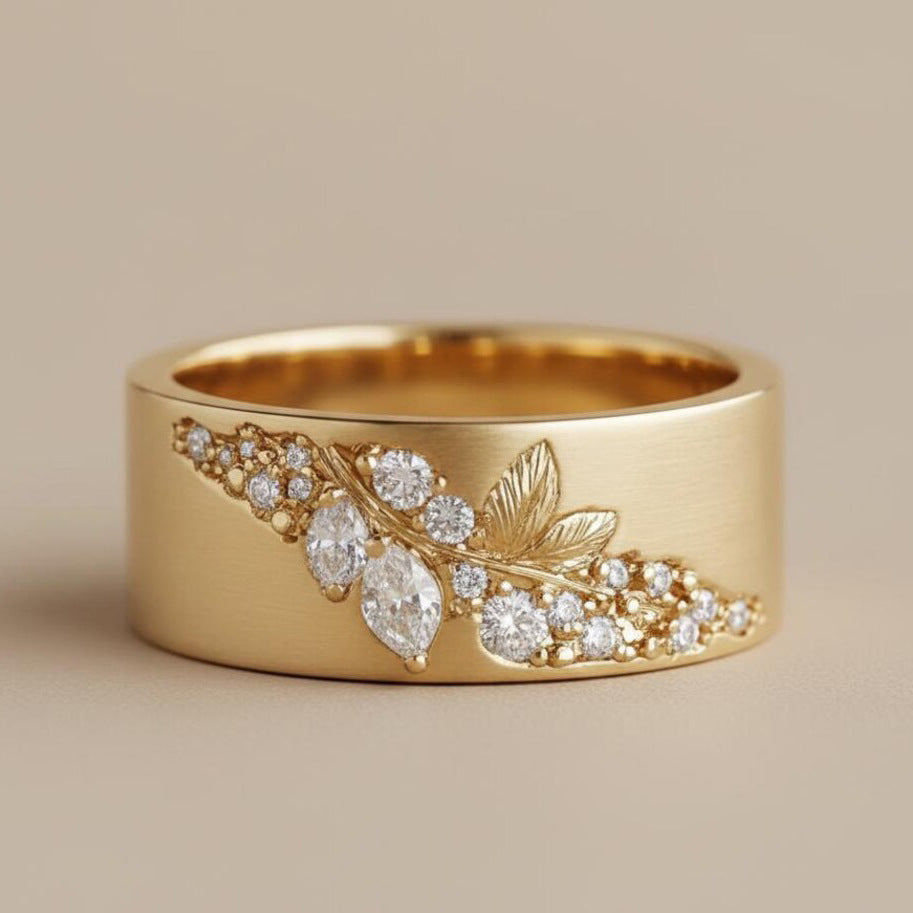 Elegant Leaf And Horse-eye Zircon Ring A Versatile, Stylish Accessory Brand: aeac