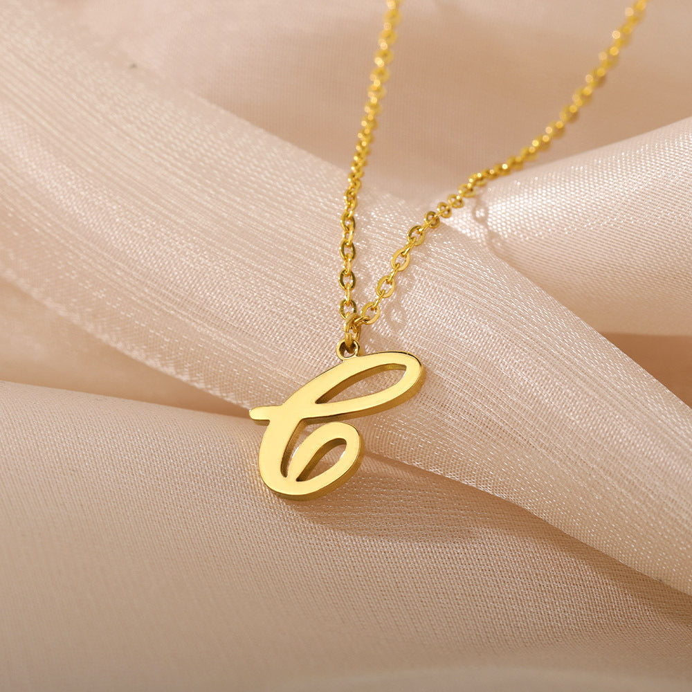 Stainless Steel 26 English Letter Necklace Brand: aeac