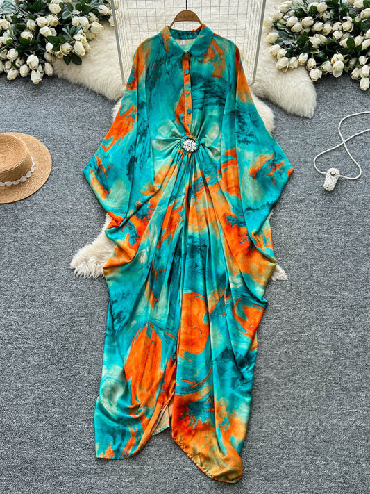 Resort-Style Printed Patchwork Dress For Women Brand: aeac
