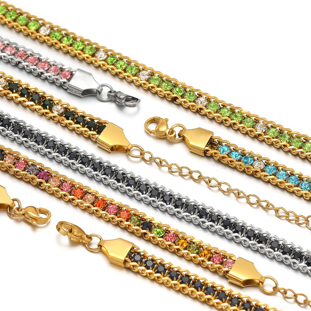 Single-sided Zircon-studded Chain Pearlt Bracelet Brand: aeac