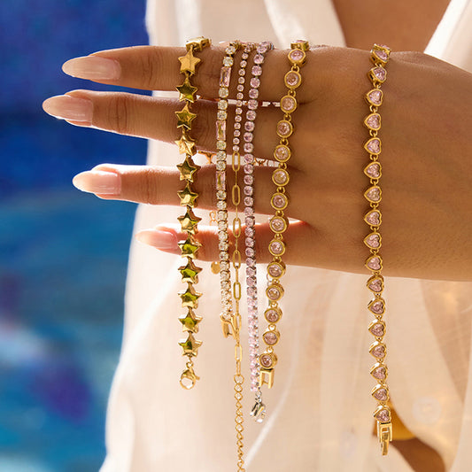 Stainless Steel Pentagram Zircon Bracelet Light Luxury Advanced Brand: aeac