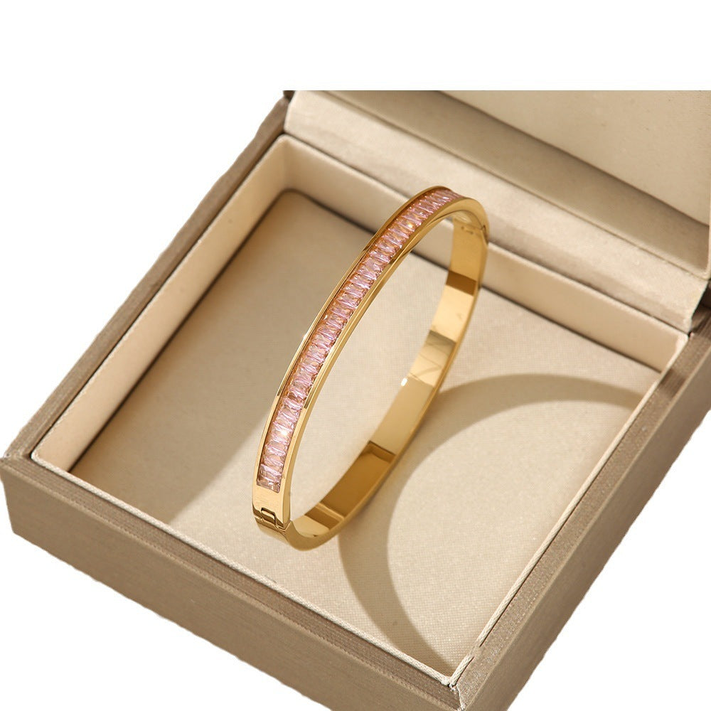 Affordable Luxury Style Diamond Titanium Steel Bracelet Brand: aeac