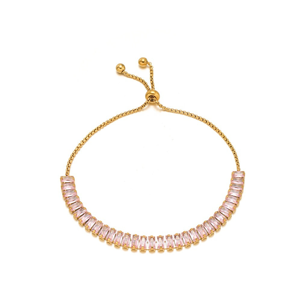 Single-sided Zircon-studded Chain Pearlt Bracelet Brand: aeac
