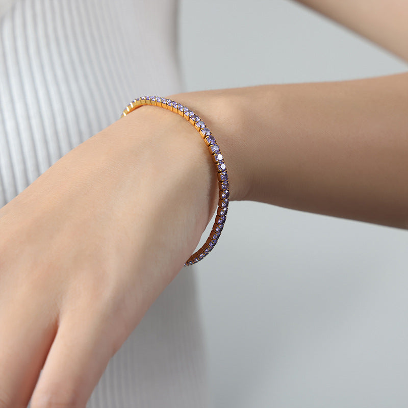 Colorful Zircon Stretch Bracelet Titanium Steel Brand: aeac