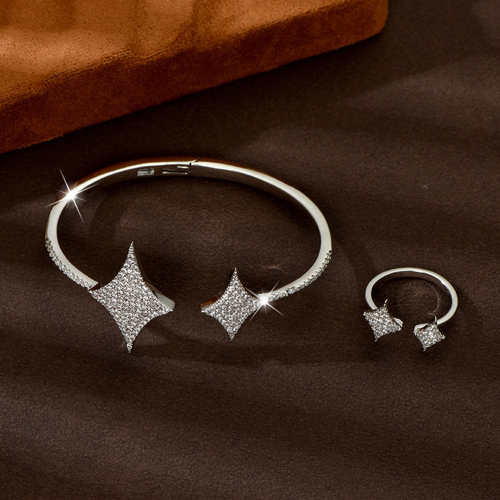 Simple Full Micro-paved Walewise Extension Jewelry Set Star Bracelet Brand: aeac