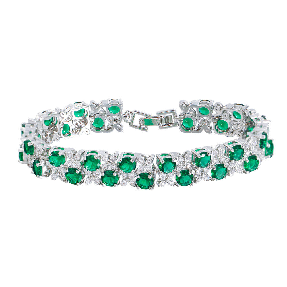 European And American Fashion Refined Zircon Bracelet Micro-inlaid Sapphire Rhinestone Brand: aeac