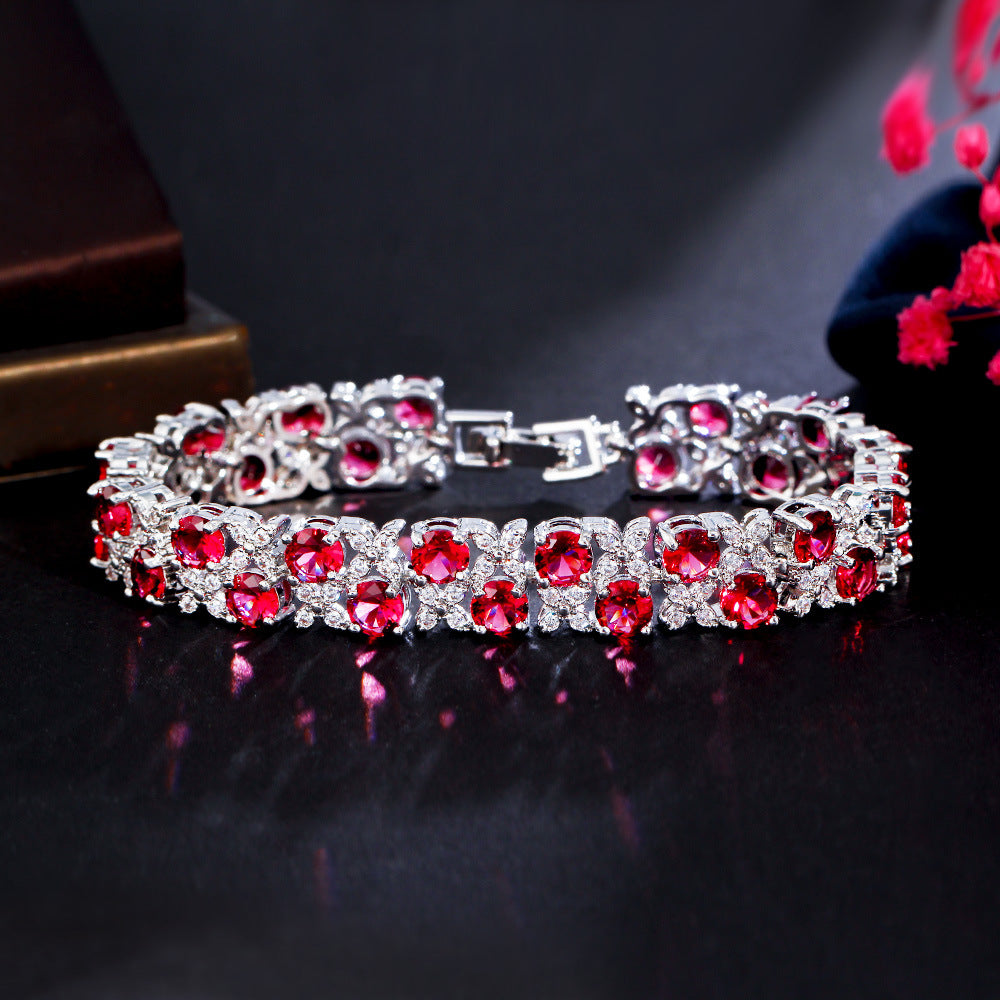 European And American Fashion Refined Zircon Bracelet Micro-inlaid Sapphire Rhinestone Brand: aeac