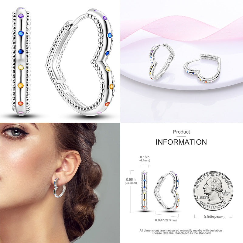 Colored Women Hope Earrings 925 Sterling Silver Heart Hope E Brand: aeac