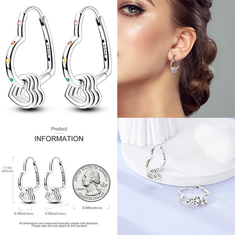 Colored Women Hope Earrings 925 Sterling Silver Heart Hope E Brand: aeac